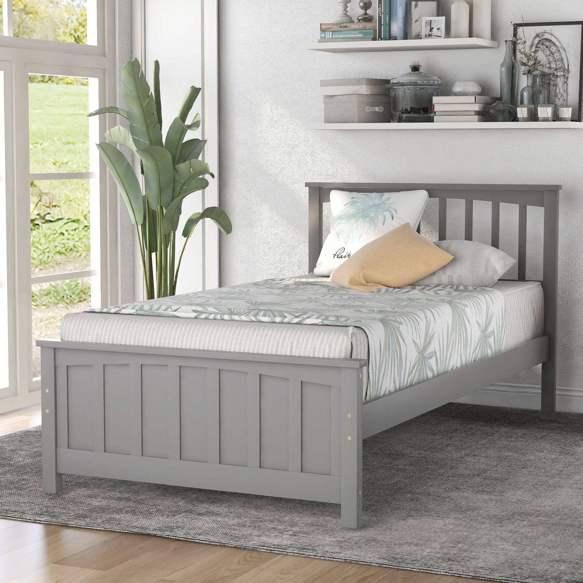 Twin Size Platform Bed - Gray - Image 2