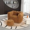Soft Bean Bag Chair With High Resilient Foam (Chips) - Khaki / Yellow - Image 8