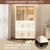 Portable Wardrobe Closet Storage Organizer With 9 Magnetic Doors - Cream White - Image 12
