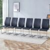 Modern (Set of 6) Dining Chair Set With High Back Material And Sturdy Legs - Black - Image 2