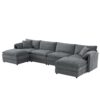 Modular Sectional With Deep And Wide Seat, U Shaped Cloud Couch Set With Double Cushions 6 Seat Sofa With Movable Ottomans Oversized - Dark Gray - Image 2