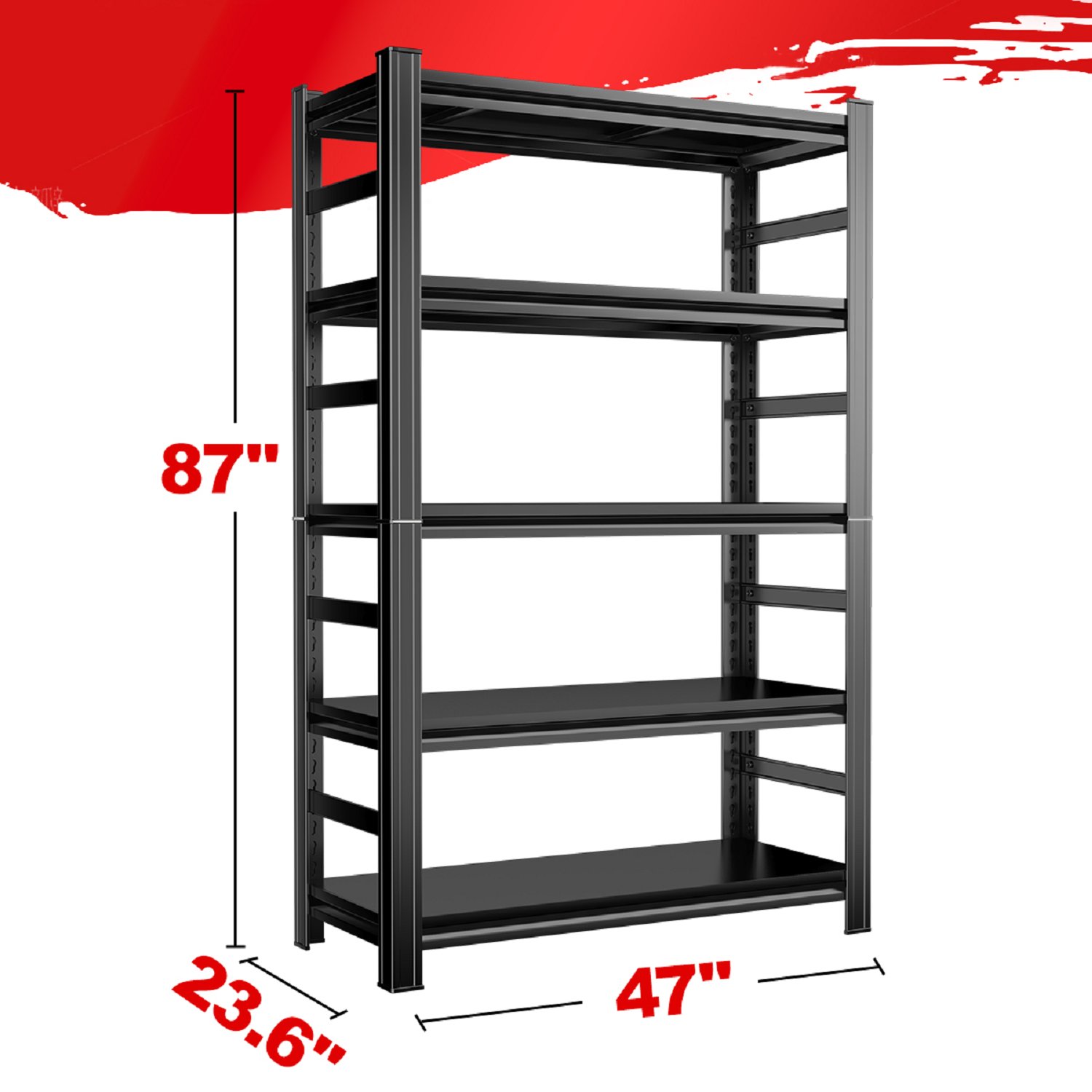 Heavy Duty Storage Rack, 5 Layer Adjustable Shelf, Suitable For Tool Rooms, Garages - Black - Image 3