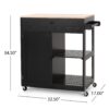 Lanier - Kitchen Cart With Wheels - Black - Image 3