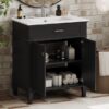 Bathroom Vanity With Ceramic Basin, Soft Close Door And Adjustable Shelves - Black - Image 15