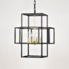 4 Light Metal Lantern Tiered Pendant Hanging Light Fixtures, Industrial Farmhouse Adjustable Height Chandeliers For Dining Room Hallway Foyer Entryway (E12 Bulbs Not Included) - Matte Black / Gold - Image 12