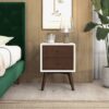 Caroline - Mid-Century Modern Style White Night Stand 2 Drawer - Dark Brown / White - Image 6