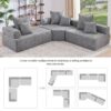 Oversized Modular L Shaped Sectional Sofa, Luxury Boucle Floor Couch Set, Convertible Sleeper Couch, Spacious Foam-Filled Sofa Bed, 3 Piece Free Combination - Gray - Image 9