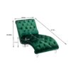 Velvet Button Tufted Upholstered Chaise Lounge Chair With Pillow For Bedroom Living Room Office - Emerald - Image 4