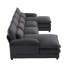 Modern U-Shaped Sectional Sofa With Waist Pillows, 6 Seat Upholstered Symmetrical Sofa Furniture, Sleeper Sofa Couch With Chaise Lounge - Gray - Image 4