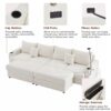 Modern Style 4 Seater Sofa Sectional Sofa Couch With Storage Space, Two Movable Ottomans, Two USB Ports, Two Cup Holders, A Phone Holder For Living Room - Beige - Image 16