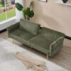 Modern Corduroy Sofa Bed, Foldable Double Sofa With Armrests - Green - Image 9