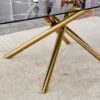 Luxurious Marble Patterned Dining Table With en Metal Fork Legs, Tempered Glass Top - Black / Gold - Image 8