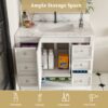 37" Bathroom Vanity, Multi Functional Cabinet With Doors And Drawers, Frame, Single Faucet Hole - White - Image 7