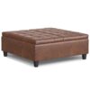 Harrison - Multifunctional Large Square Coffee Table Storage Ottoman - Brown - Image 8