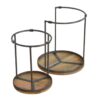Round Stool Table With Iron Base (Set of 2) - Brown / Black - Image 5