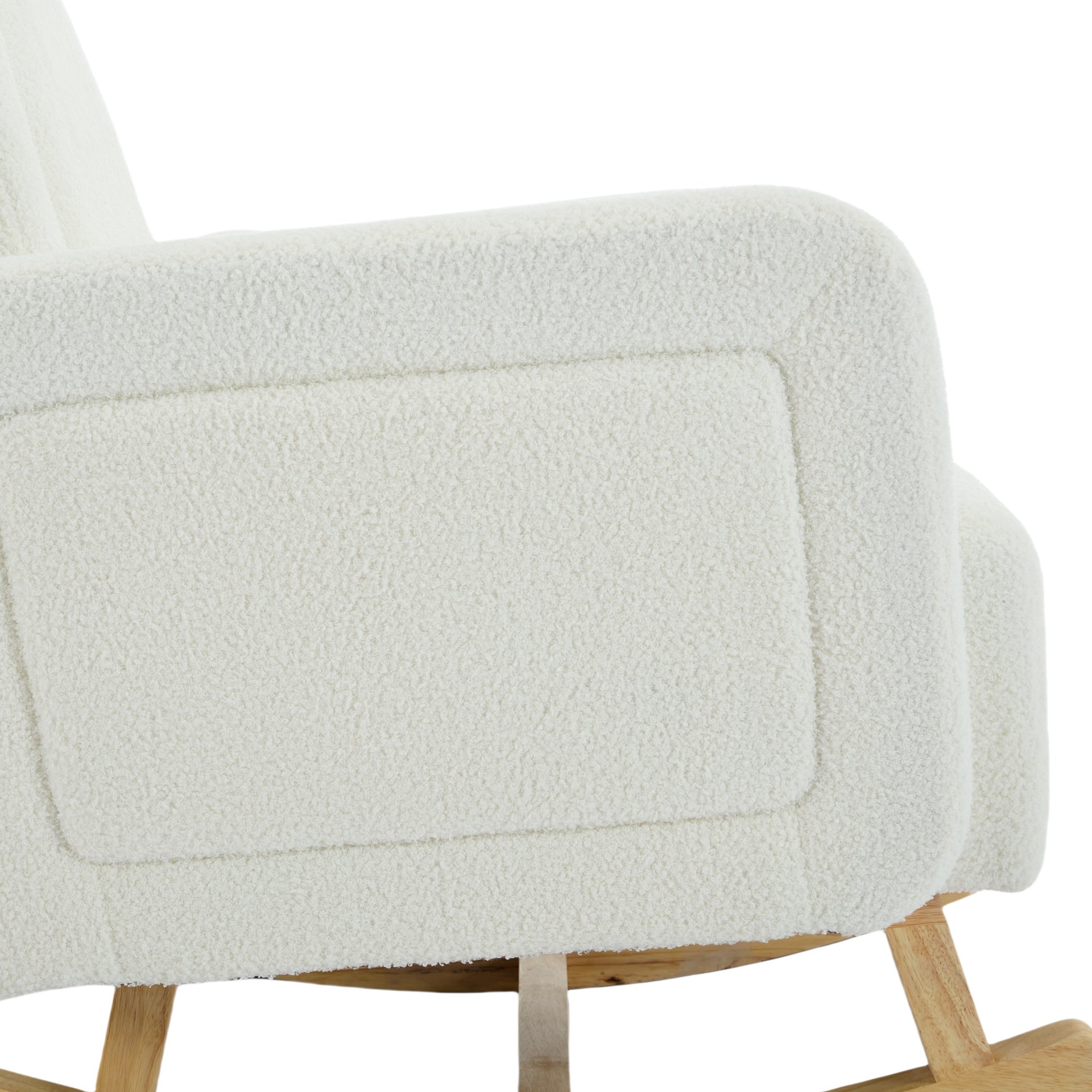 Accent Rocking Chair With Curved Back & Pillow, Base, Ultimate Comfort For Living Room Or Nursery - Cream White - Image 20