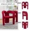 Contemporary Upholstered Accent / Dining Chair (Set of 2) Teddy Velvet Fabric With Sturdy Steel Frame - Red - Image 7