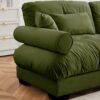 Modern Oversized Velvet 2 Seater Sofa With Ottoman And Round Bolster Armrests - Olive Green - Image 9