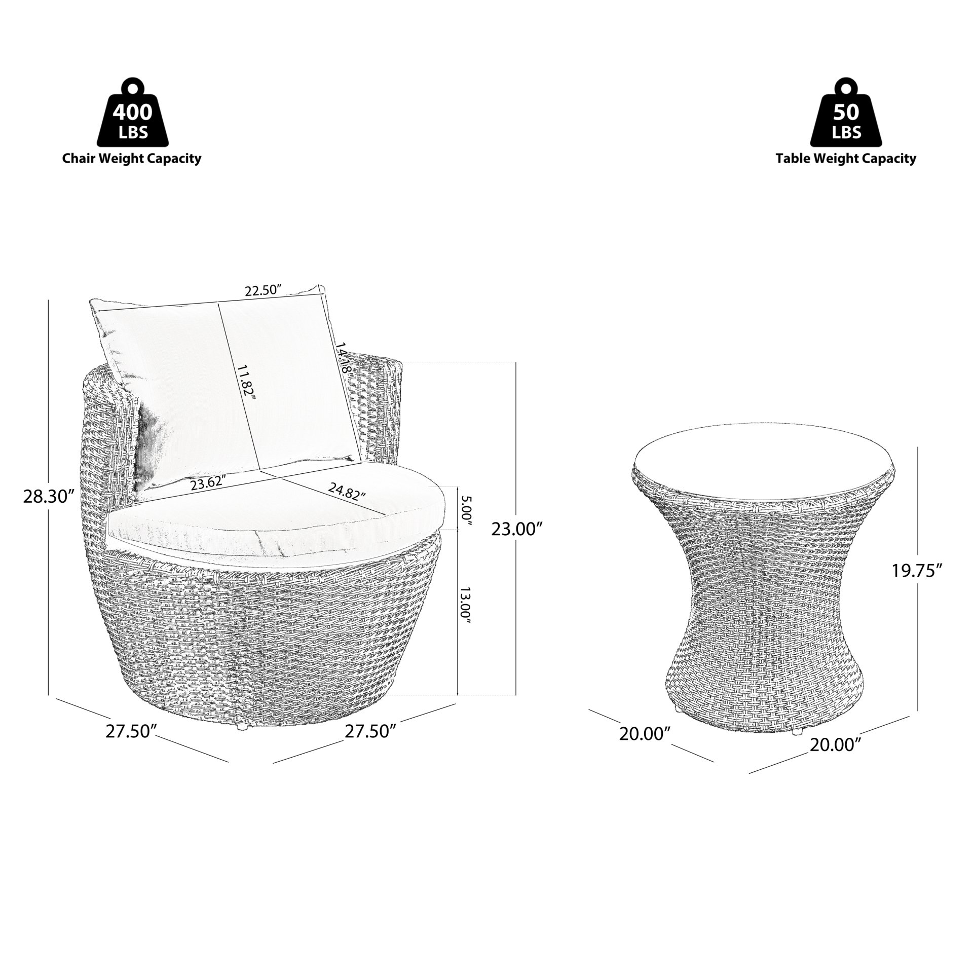 Kono - 3 Pieces Chat Set Outdoor Furniture - Brown / Beige - Image 3
