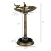 Outsunny - Antique Bird Bath With Pedestal Flower Planter Base, Vintage Style Decorative Birdbath, Bird Feeder Bowl & Planter Decoration Yard Statue - Bronze - Image 3