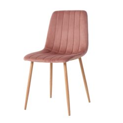 Modern Velvet Dining Chair (Set of 4) With Backrest And Metal Legs For Kitchen And Living Room - Pink