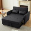 Convertible Sleeper Bed, Adjustable Oversized Armchair With 3 USB Ports For Small Space - Black - Image 2
