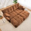 Cozy Plush 2 Seater Sofa Set With Ottomans And Throw Pillows - Burnt Orange - Image 13