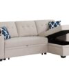 Sectional With Storage Chaise And Cupholder Armrest - Beige - Image 2
