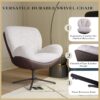 360° Swivel Office Chair, Modern Chenille Chair With And Metal Base Frame, No Wheels, Accent Chair - White - Image 7
