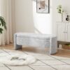 Ottoman Oval Storage Bench, 3D Lamb Fleece Bench With Large Storage Space For The Living Room, Entryway And Bedroom - Silver - Image 4