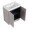Modern Freestanding Bathroom Vanity With White Resin Sink & Soft Close Doors - Khaki - Image 15