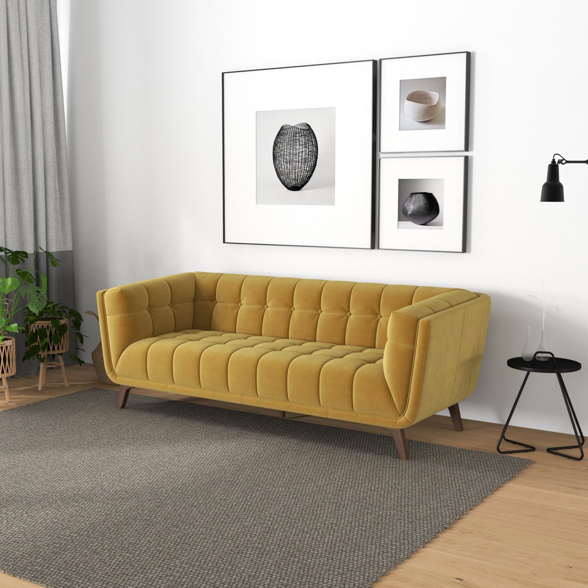 Addison - Large Velvet Sofa - Gold - Image 4