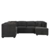 U-Shaped Sectional Sofa Pull Out Sofa Bed With Two USB Ports, Two Power Sockets, Three Back Pillows And A Storage Chaise For Living Room - Black - Image 9