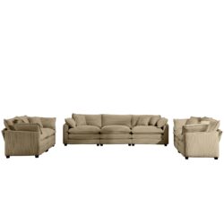 Modern Fabric Living Room Sofa (Set of 2) With 8 Cushion Upholstery - Tan