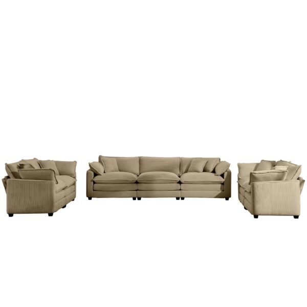 Modern Fabric Living Room Sofa (Set of 2) With 8 Cushion Upholstery - Tan