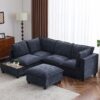 U - Shaped Sectional Sofa Modular Sofa Couch With A Movable Ottoman, A Coffee Table With Hidden Charging Devices For Living Room - Blue - Image 12