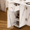 Multifunctional Folding Dining Table With Wall Mounted Sideboard & Storage Space Saving Design - White - Image 6