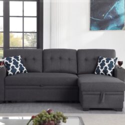 Sectional With Storage Chaise And Cupholder Armrest - Dark Gray