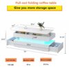 Contemporary Foldable Coffee Table With Drawers And LED White & Metal 3 Tier Design - White - Image 3