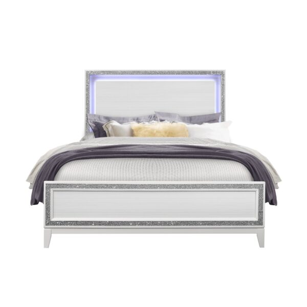 Almera - Queen Bed Glitter - White
