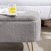 Storage Ottoman Bench For End Of Bed Gold Legs, Modern Gray Faux Fur Entryway Bench Upholstered Padded With Storage For Living Room Bedroom - Gray - Image 9