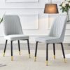 Modern Light Dining And Living Room Chairs Set WithUpholstery And Metal Legs For Kitchen And Dining Areas - Light Gray - Image 2