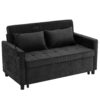 Contemporary Loveseat Sofa Bed Sleeper With Reversible Backrest Side Pockets USB Ports Phone Holder Chenille - Black - Image 15