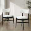 Mid Century Modern Dining Chairs With Unique Open Back And Upholstered Curved Backrest - Black / Beige - Image 4