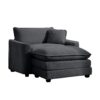 Classic Modern Deep Seat Sofa With Footstool And Pillow Corduroy Living Room & Bedroom - Gray - Image 6