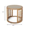 Outdoor Side Table With Tempered Glass Top And Rattan Wicker Cover - Light Brown - Image 3