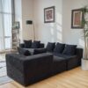 Modular U-Shaped Sectional Sofa, 4 Seater Chaise Lounge With Reversible Design Striped - Black - Image 8