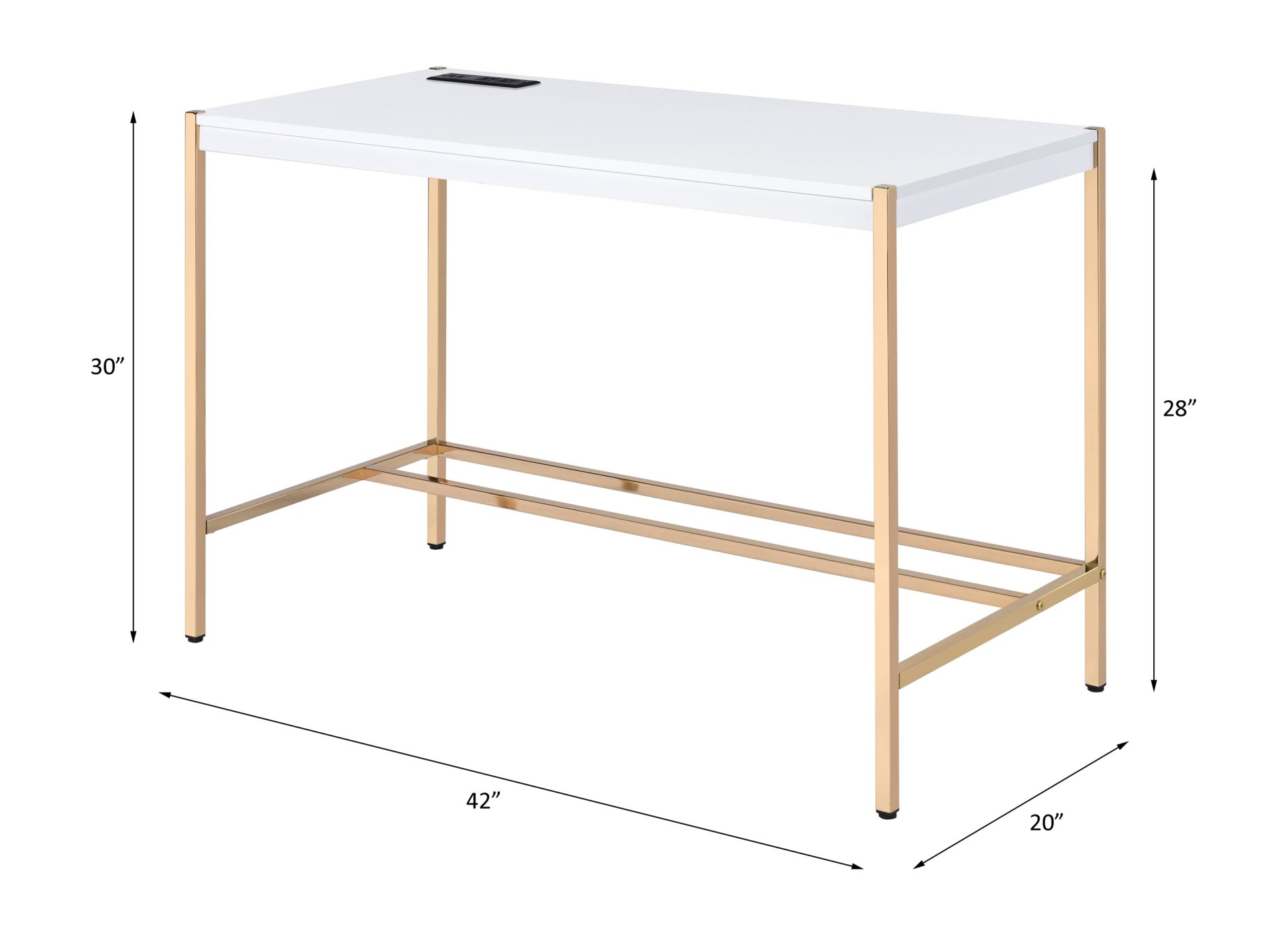 Midriaks - Writing Desk With USB - Golden / White - Image 8