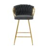 Modern Design High Stool With Gold Plated Legs For Kitchen Dining Linen (Set of 2) - Dark Gray - Image 13