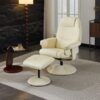 Massage Recliner Chair With Ottoman 360° Swivel Reclining Chair With Wrapped Base 5 Point Vibration Massage Seat Heating And 140° Adjustable Backrest - Beige - Image 11